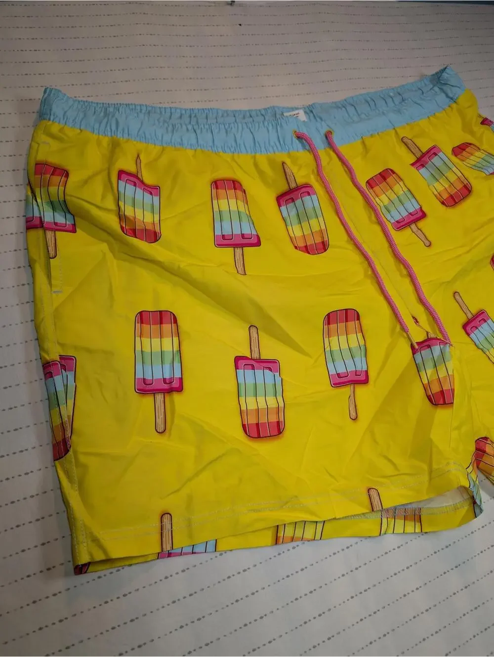 Celebrate Pride Popsicle Print Swim Trunks Drawstring Mesh Lined Mens 3XL 48-50